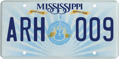 MS license plate ARH009