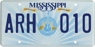 MS license plate ARH010
