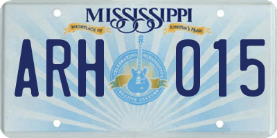 MS license plate ARH015