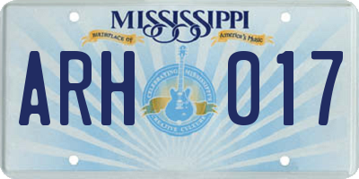 MS license plate ARH017