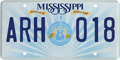 MS license plate ARH018