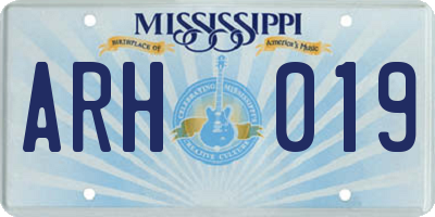 MS license plate ARH019