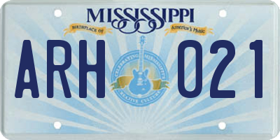 MS license plate ARH021