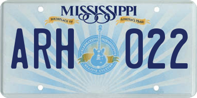 MS license plate ARH022