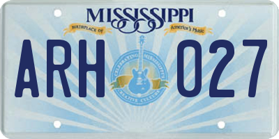 MS license plate ARH027