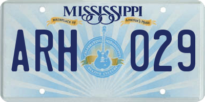 MS license plate ARH029