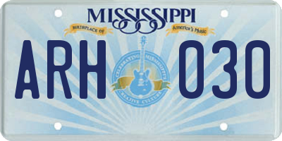 MS license plate ARH030