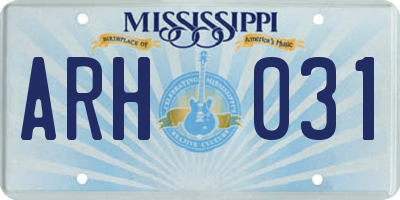 MS license plate ARH031