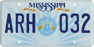 MS license plate ARH032