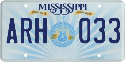 MS license plate ARH033