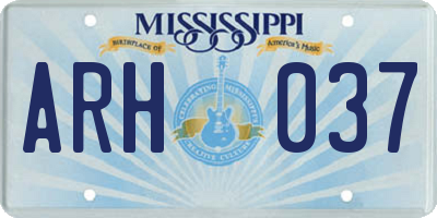 MS license plate ARH037
