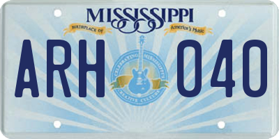 MS license plate ARH040