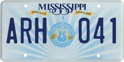 MS license plate ARH041