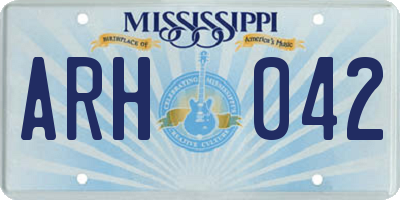 MS license plate ARH042