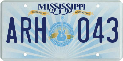 MS license plate ARH043