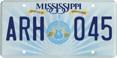MS license plate ARH045