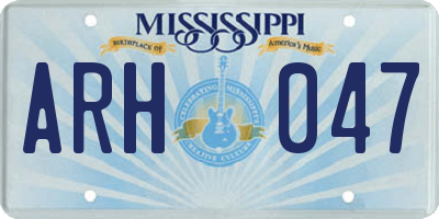 MS license plate ARH047