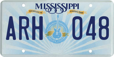 MS license plate ARH048