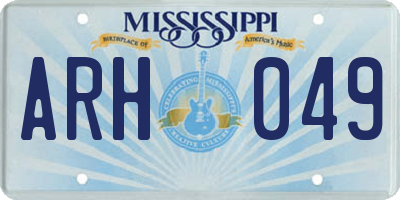 MS license plate ARH049