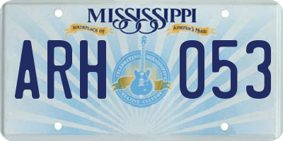 MS license plate ARH053
