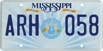 MS license plate ARH058