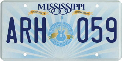 MS license plate ARH059