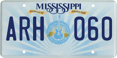 MS license plate ARH060