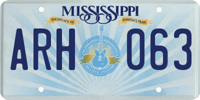MS license plate ARH063