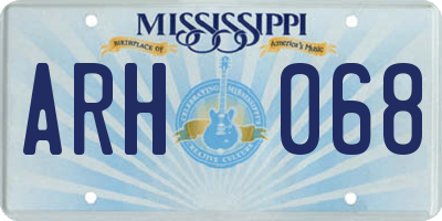 MS license plate ARH068