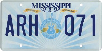 MS license plate ARH071