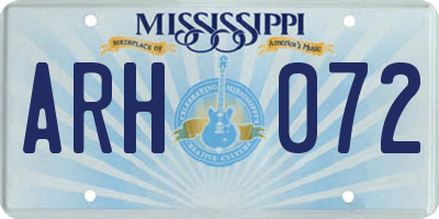 MS license plate ARH072