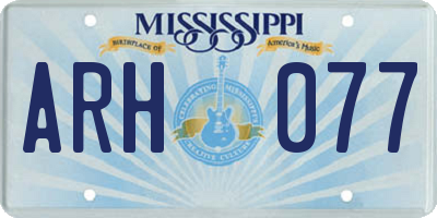 MS license plate ARH077