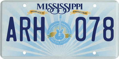 MS license plate ARH078