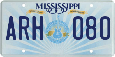 MS license plate ARH080