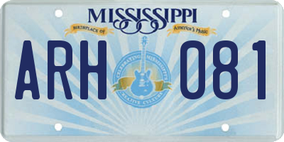 MS license plate ARH081