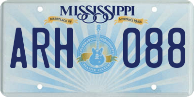MS license plate ARH088