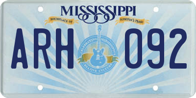 MS license plate ARH092