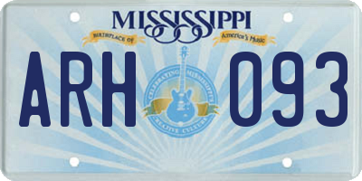 MS license plate ARH093