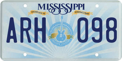 MS license plate ARH098