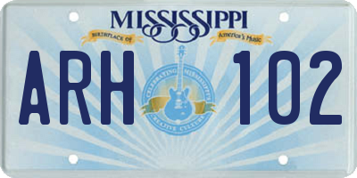 MS license plate ARH102