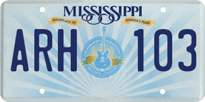 MS license plate ARH103