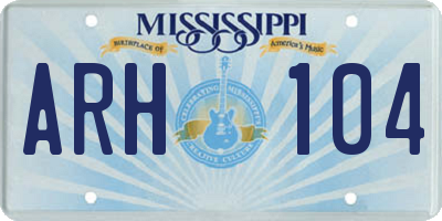 MS license plate ARH104