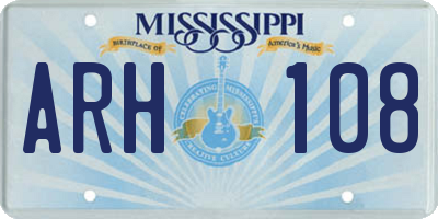 MS license plate ARH108
