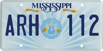MS license plate ARH112