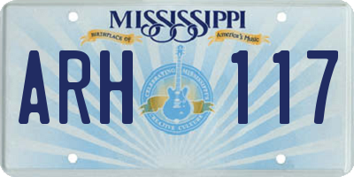 MS license plate ARH117