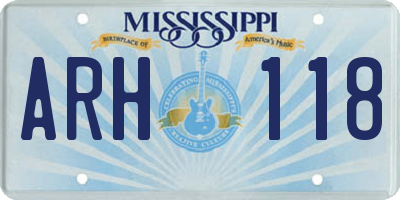 MS license plate ARH118