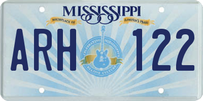 MS license plate ARH122