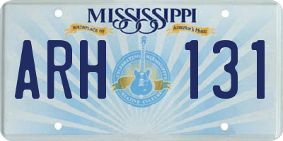 MS license plate ARH131