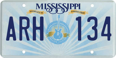 MS license plate ARH134