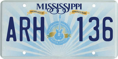 MS license plate ARH136